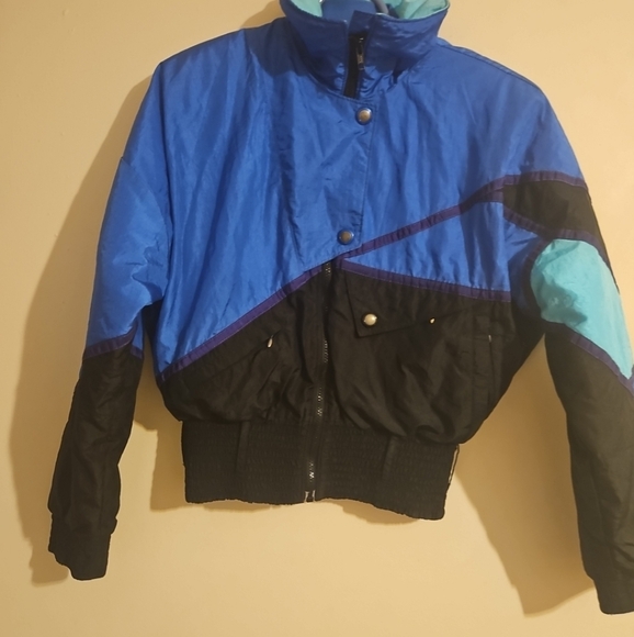 Serac VTG Womens Ski Jacket Coat Snow Board Color Block Winter Zip Blue/Black - Picture 4 of 10